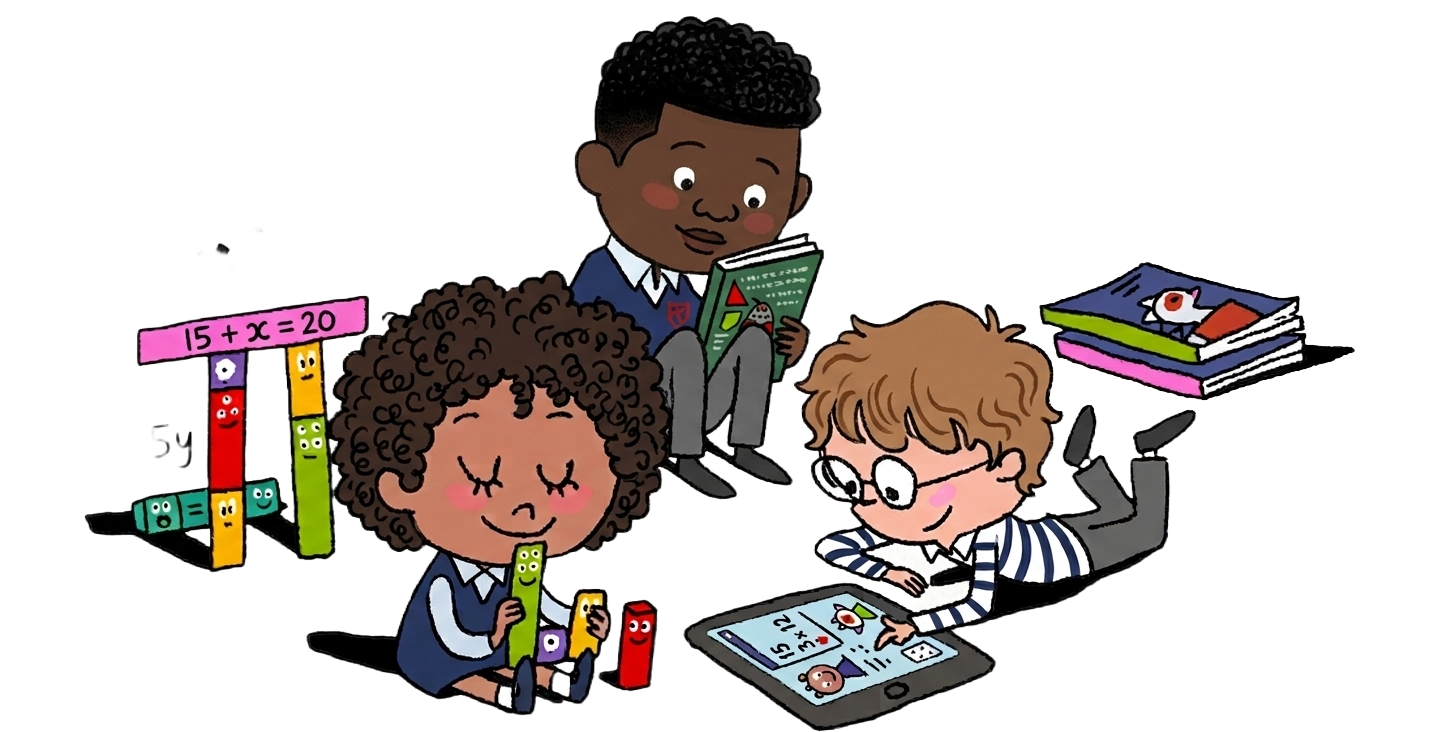 Children learning with educational tools